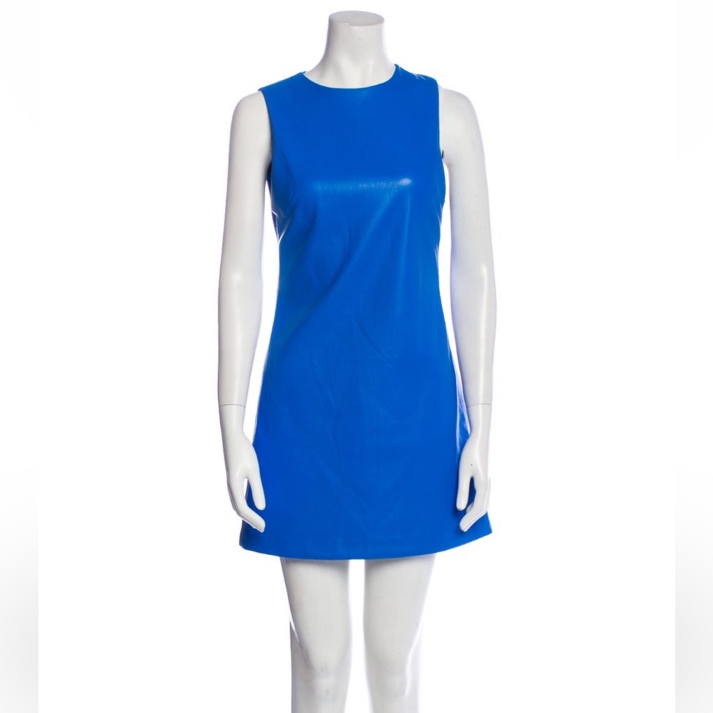 Alice and Olivia Blue Leather Mini dress